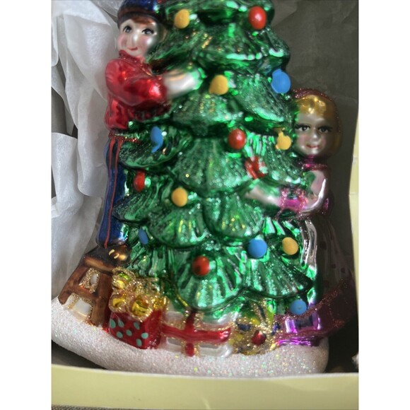 Vintage Impuls Polish Hand Blown Glass Christmas Ornament Boy And Girl/ Tree - Picture 5 of 6
